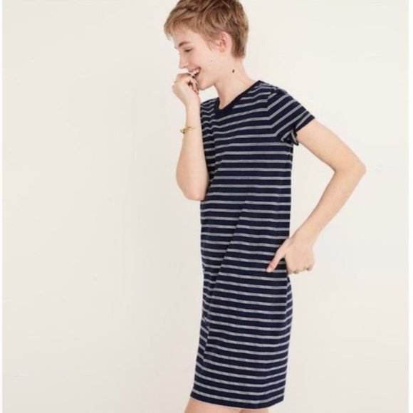 Madewell T-Shirt Dress Tina Stripe Blue White NWT - Picture 6 of 15